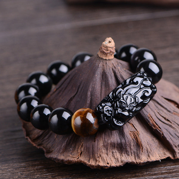 Obsidian Pi Xiu Bracelet · 招财貔貅