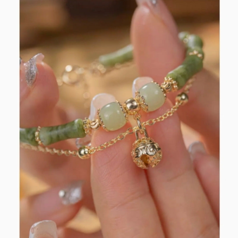 Hetian Jade Bamboo Bracelet · 竹节平安
