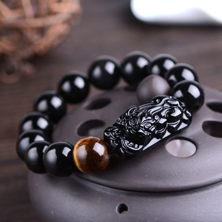 Obsidian Pi Xiu Bracelet · 招财貔貅