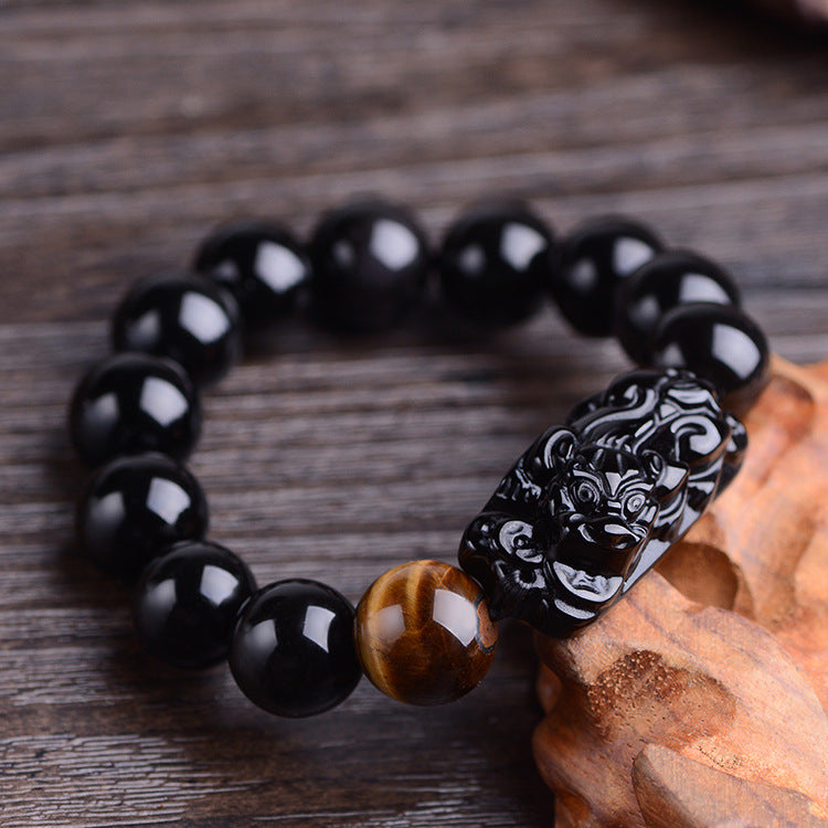 Obsidian Pi Xiu Bracelet · 招财貔貅